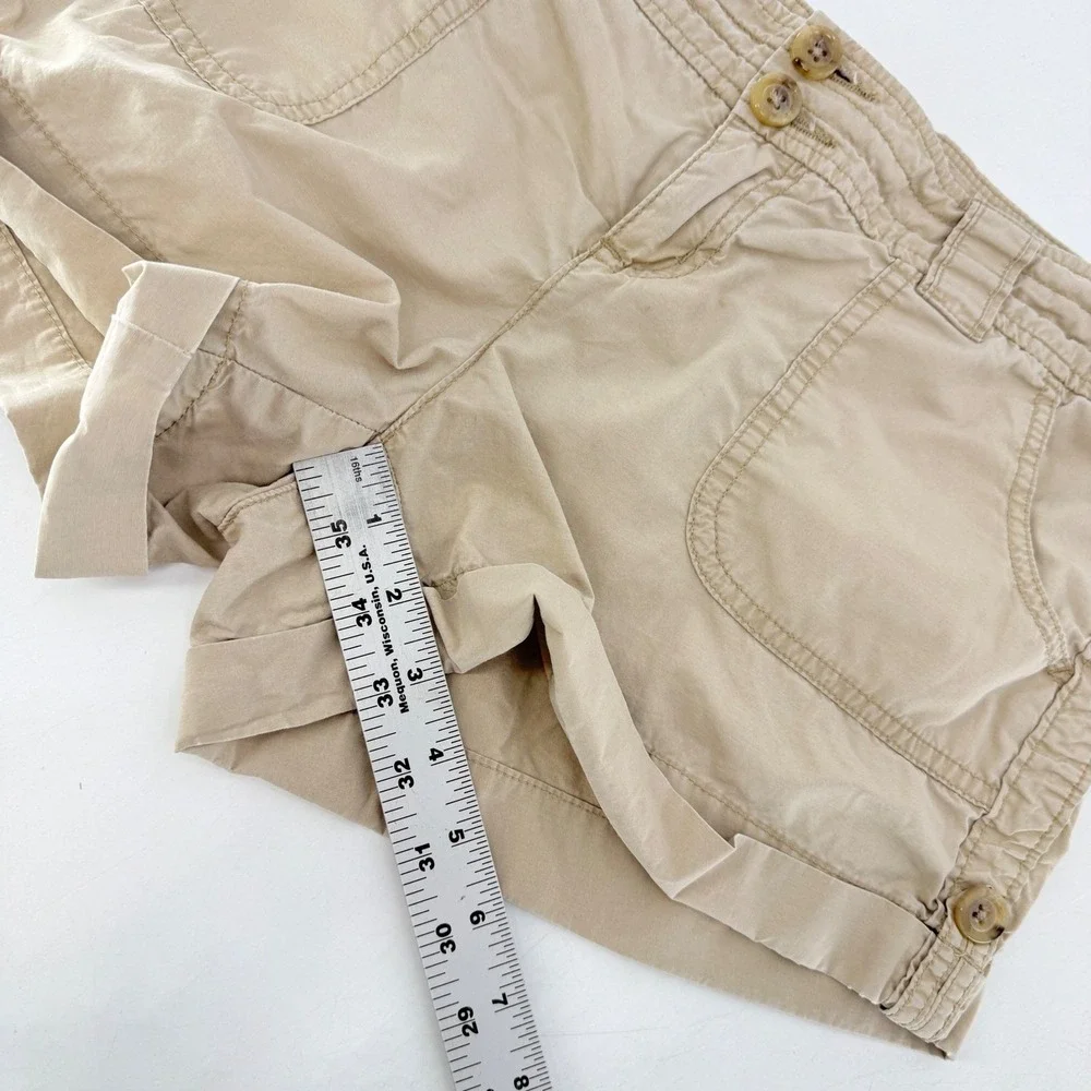 London Jean Chino Shorts Womens 10 Khaki Tan Cotton‎ Cuffed Utility RN 80763